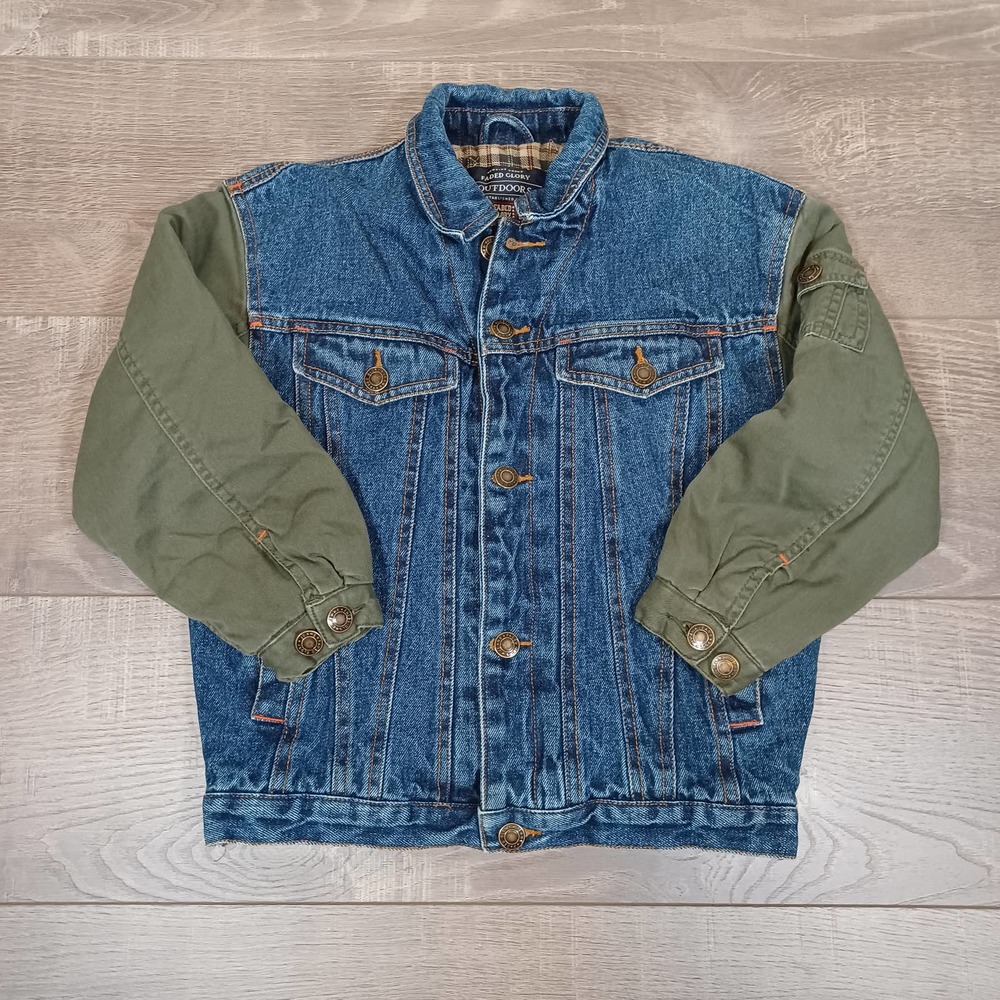Faded Glory Kids Jean Jacket with Green Sleeves